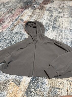 wild fable Cropped Zip Hoodie in Taupe
